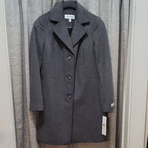 Calvin Klein Dark Charcoal Wool-Blend Pea Coat